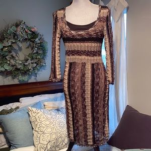INC International Concepts Lined Form Fitting Dress Brown Tan Juniors Large